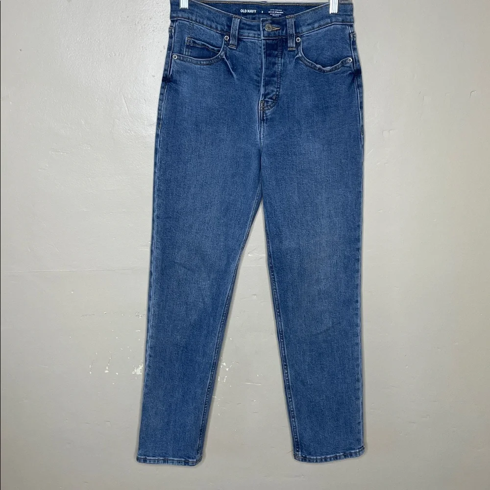 OLD NAVY Blue Jeans Extra High Rise SKY HIGH STRAIGHT Secret Smooth Pockets 2